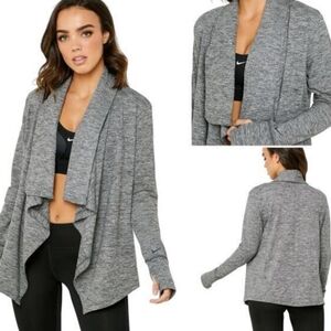 Nike Dri-Fit Drapey Waterfall Cardigan with Thumb holes Gray Black XS Like New